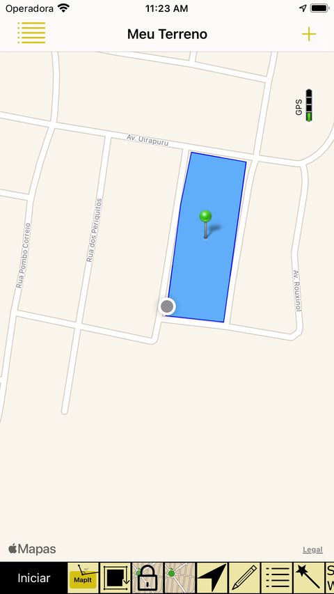 Terreno desenhado no mapa esquemático