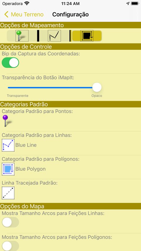 Tela de configuração do iMapIt