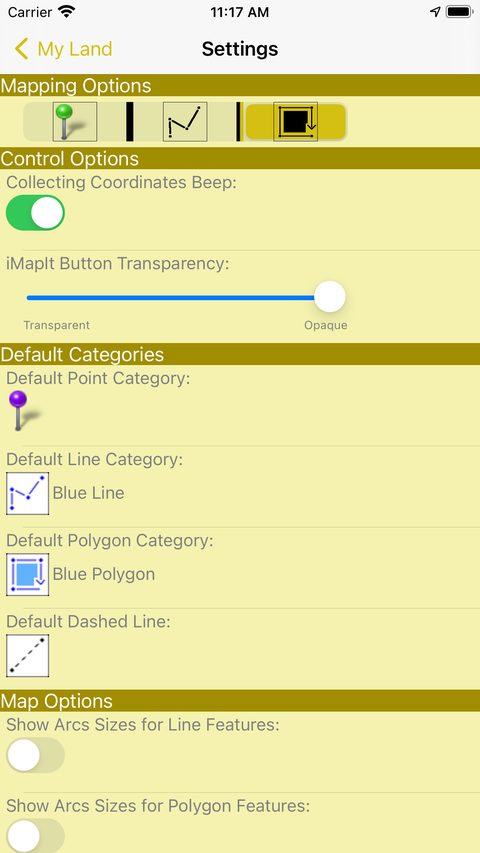 iMapIt settings screen